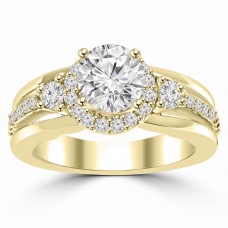 1.20 ct Ladies Round Cut Diamond Semi Mounting Engagement Ring in 14 kt Yellow Gold
